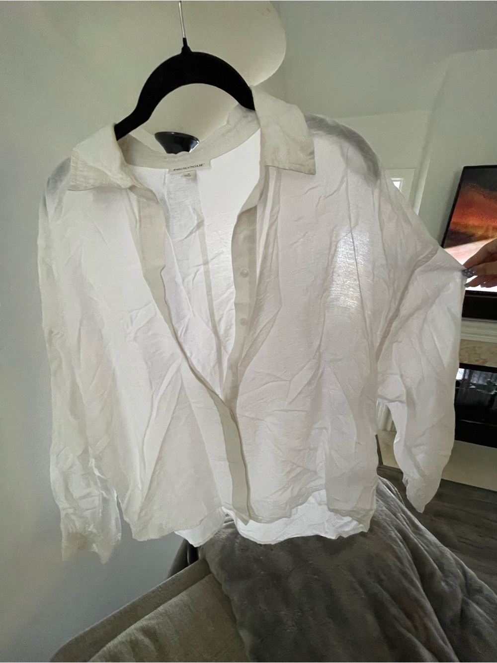 Prologue White Casual Button-Down Shirt